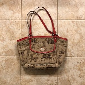 Coach Tan and Red Satchel